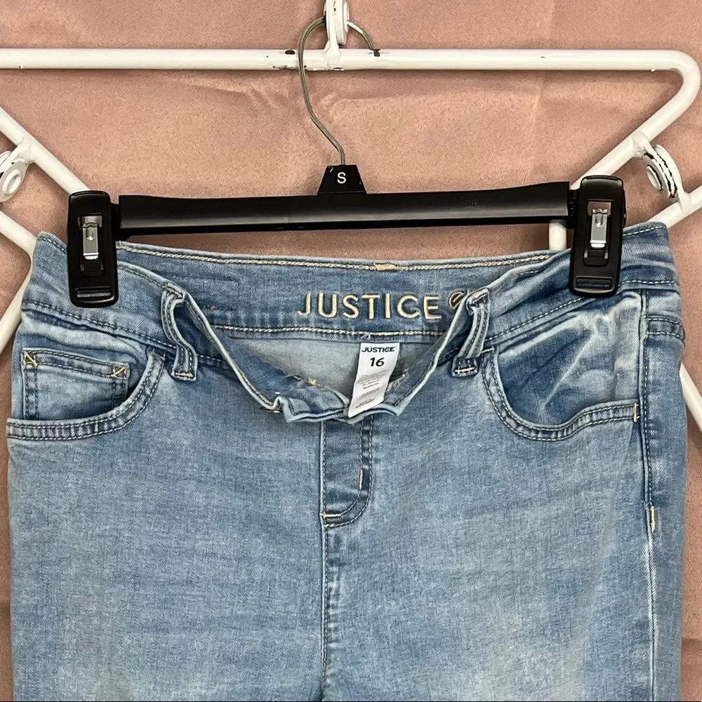 Girls size 16 Justice frayed Jeggings denim leggings